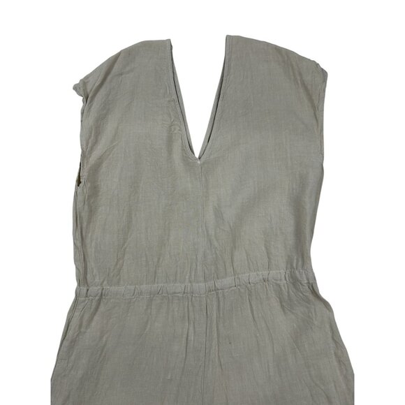 Cloth & Stone Jumpsuit Women S Beige  V Neck Sleeveless Wide Leg Crop 100 Linen - Picture 11 of 15